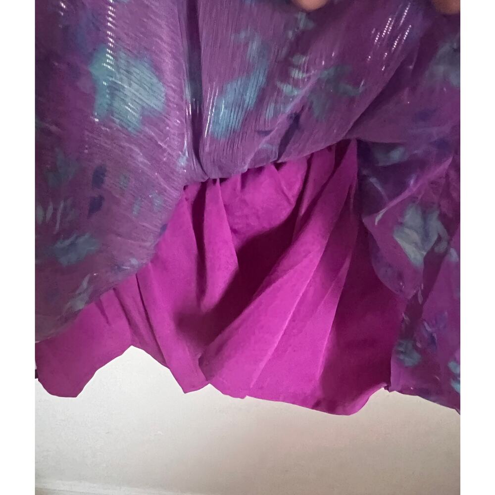 French Connection Ruffle Cami Sleeveless Top Peplum Floral Purple Size 0 XS NWOT - Picture 7 of 8